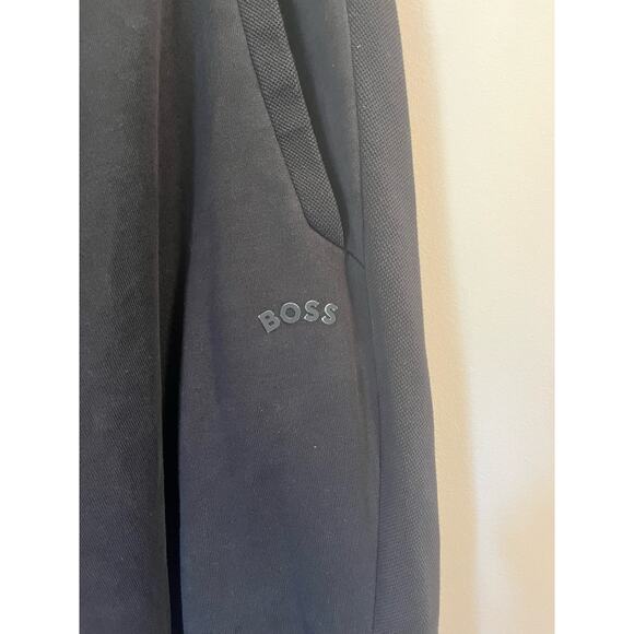 BOSS Hugo Boss COTTON TRACKSUIT BOTTOMS w/CURVED LOGO Black Medium Weight sz 3XL - Picture 7 of 13